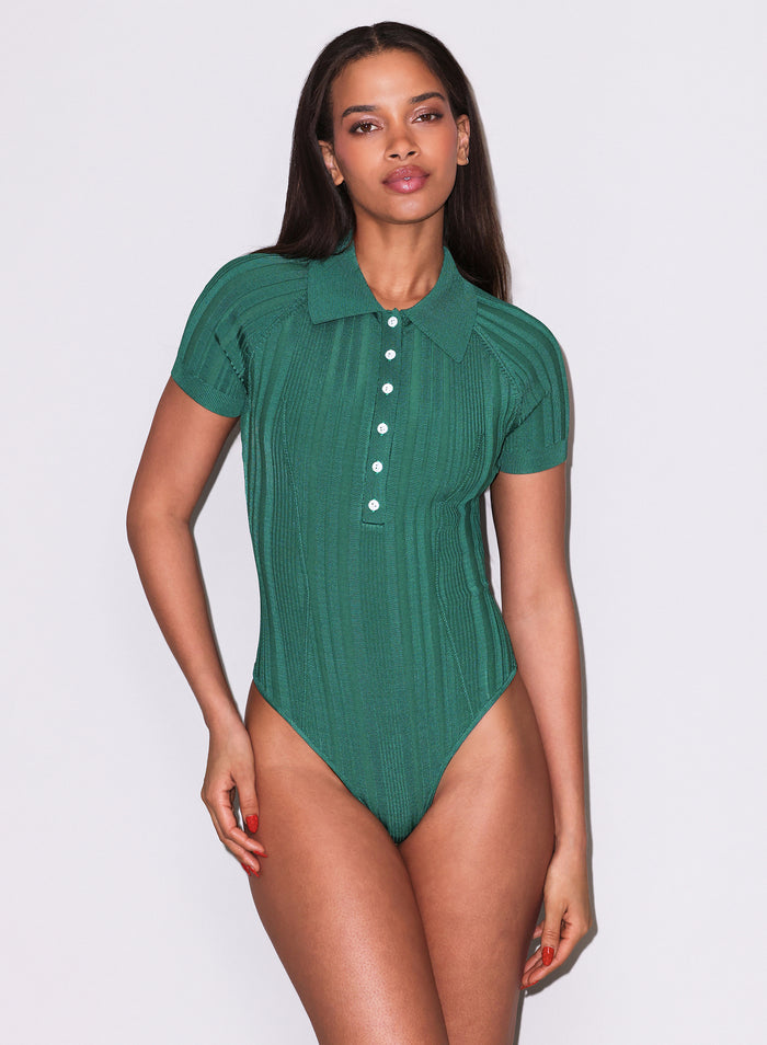 Rib Polo Bodysuit-lucky-flat