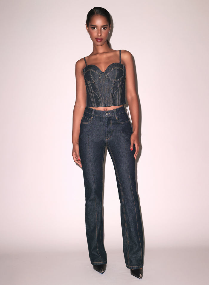Rider Bustier Top-indigo denim-flat