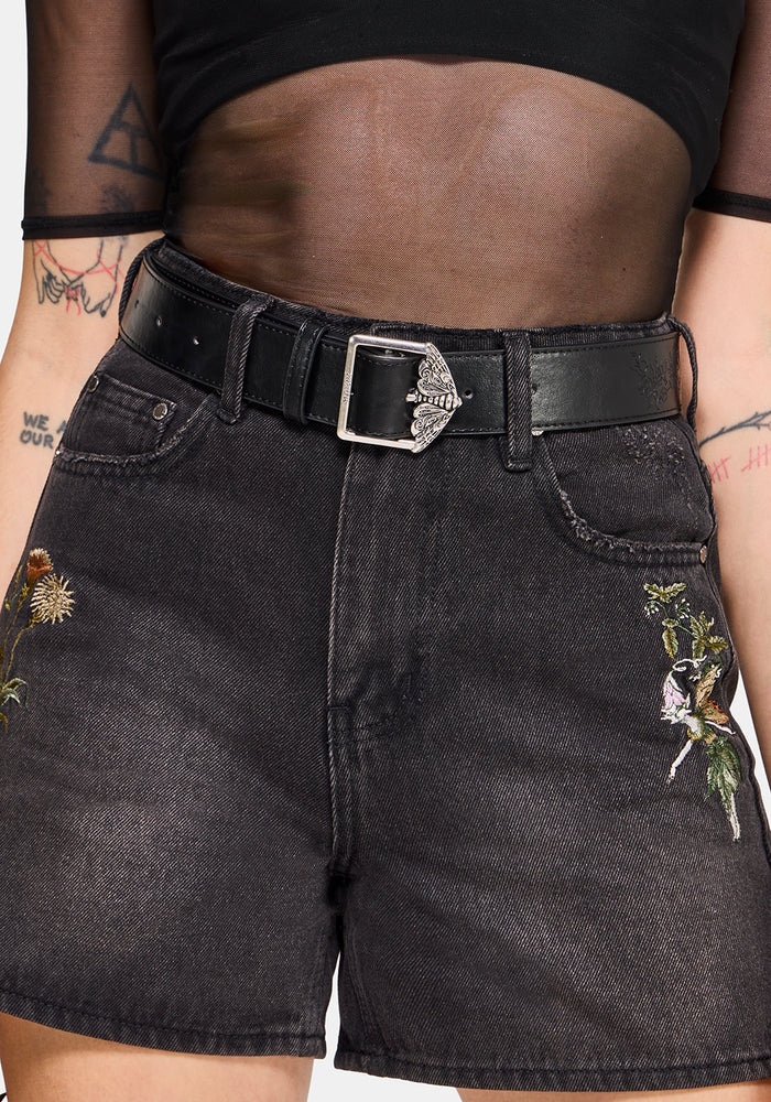 Rosamoth Debossed Buckle Belt - Silver