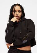 Rosanella Floral Embroidered Crop Hoodie
