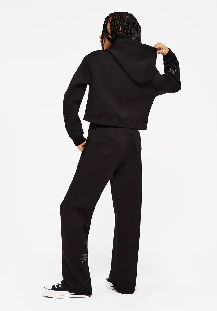 Rosanella Floral Embroidered Crop Hoodie