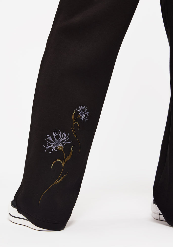 Rosanella Floral Embroidered Wide Leg Sweatpants