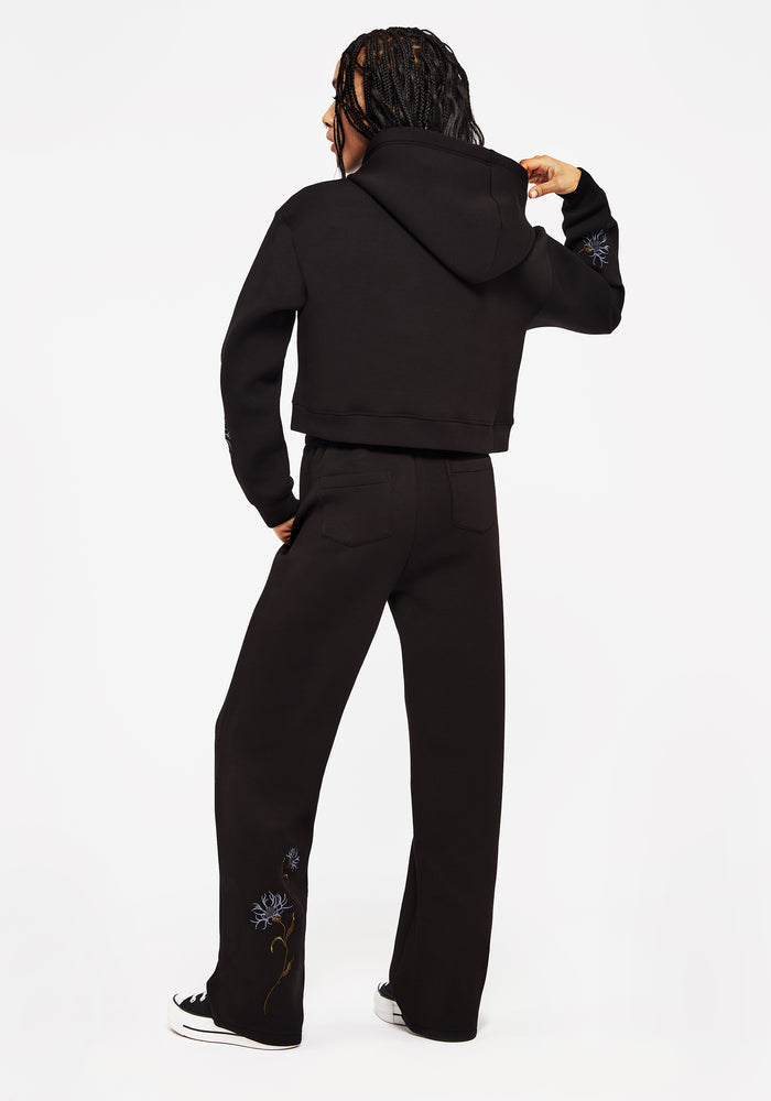 Rosanella Floral Embroidered Wide Leg Sweatpants