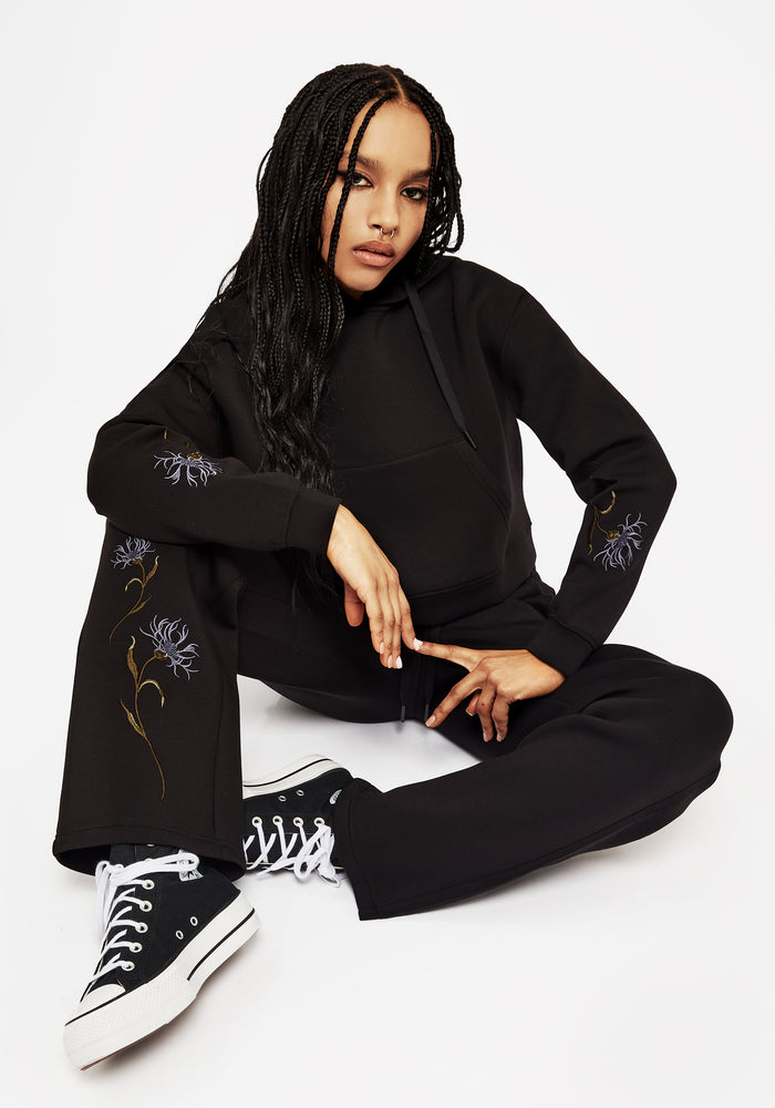 Rosanella Floral Embroidered Wide Leg Sweatpants