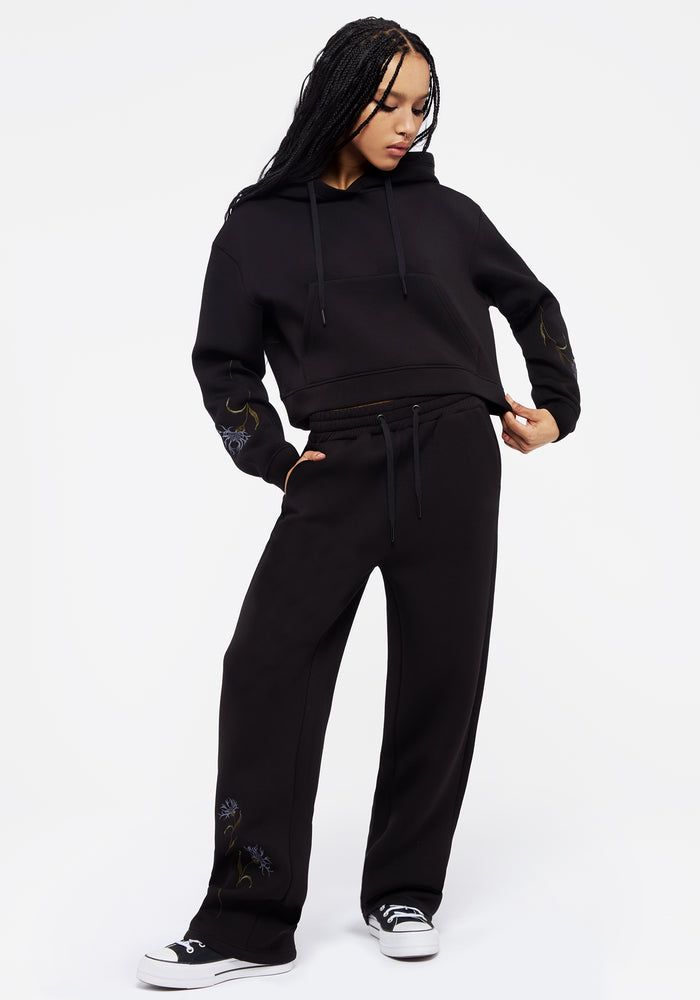 Rosanella Floral Embroidered Wide Leg Sweatpants