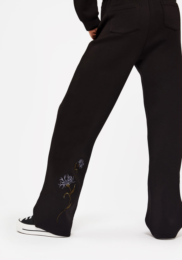Rosanella Floral Embroidered Wide Leg Sweatpants