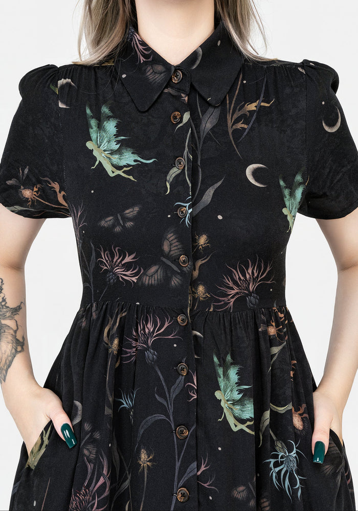 Rosanella Floral Print Midi Shirt Dress