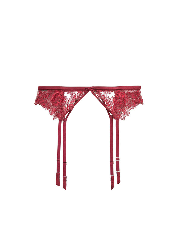 Rose Embroidery Garter Belt-mulberry-flat