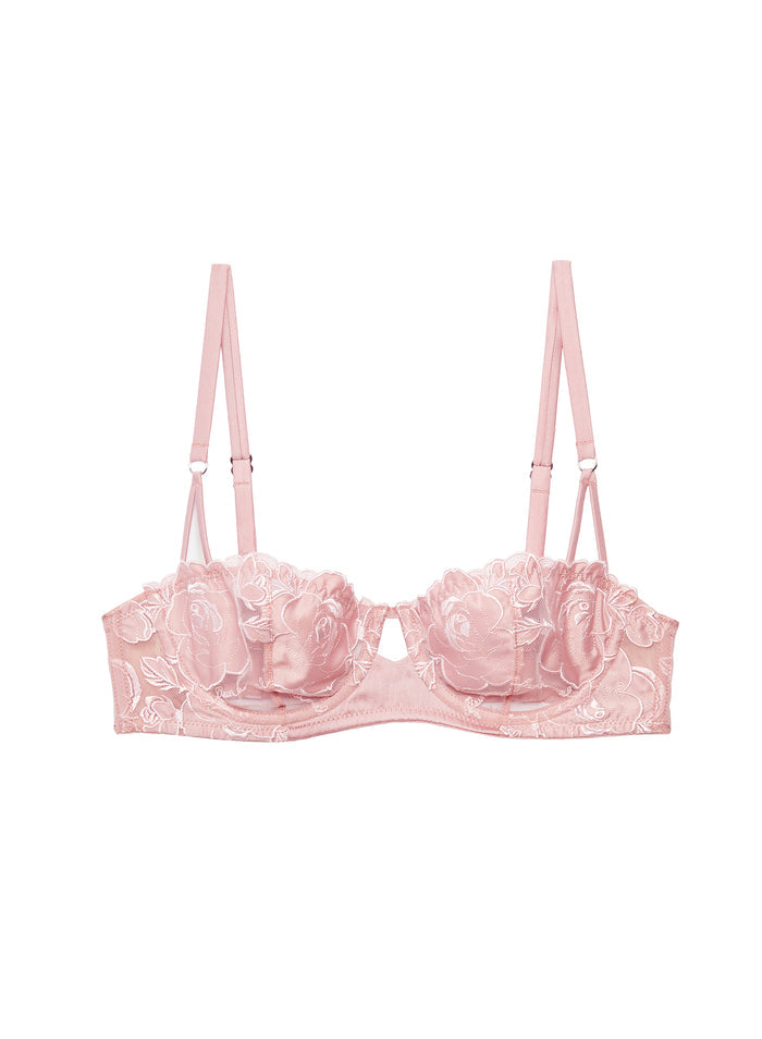 Rose Logo Embroidery Balconette-rose pink-flat