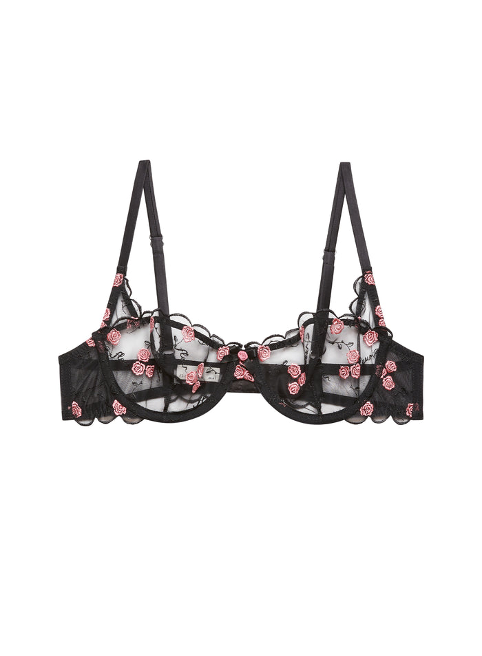 Rose & Vine Balconette Bra-black-flat