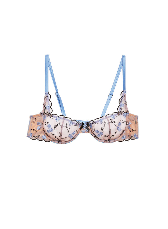 Rose & Vine Embroidery Balconette Bra-ciel-flat