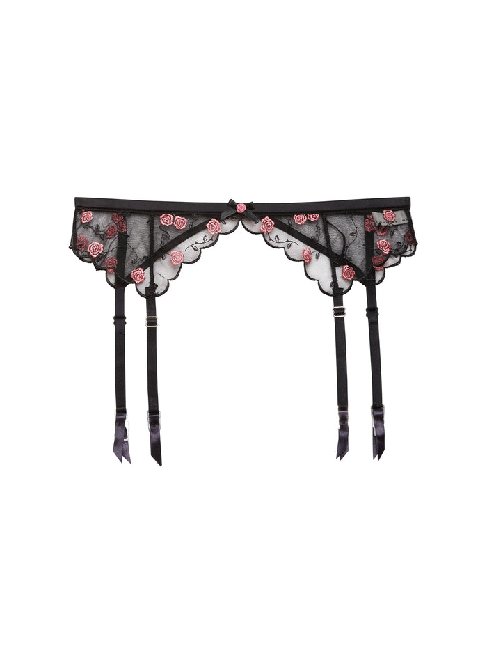 Rose & Vine Garter Belt-black-flat