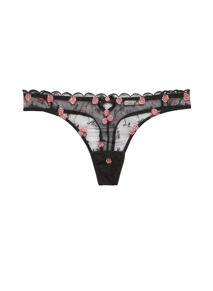 Rose & Vine Thong-black-flat