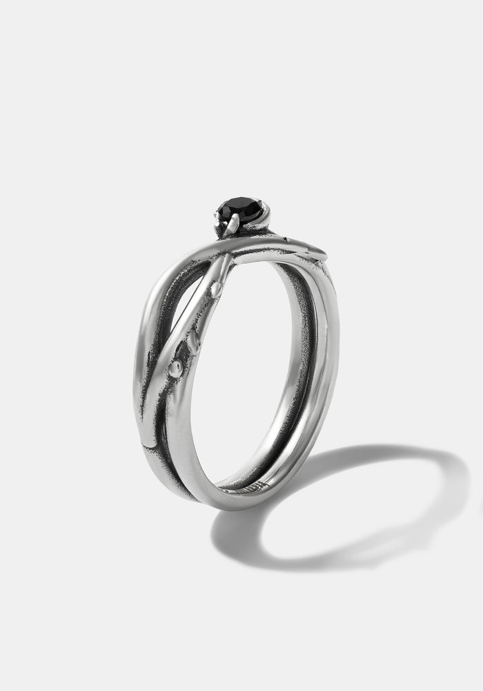 Rosethorn Sterling Silver Black Spinel Band - 4.5mm