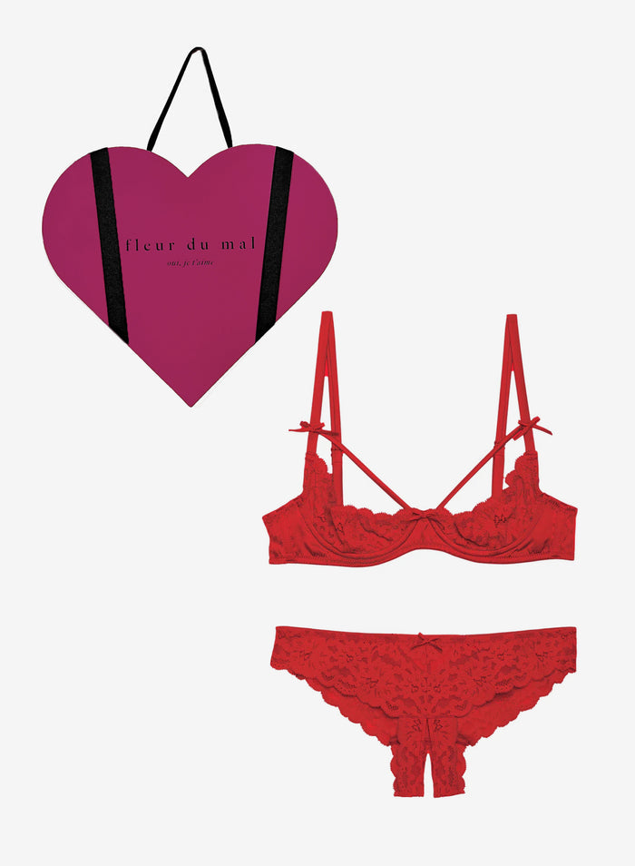 Rouge Charlotte Lace Ouvert Gift Set-red-Fleur du Mal