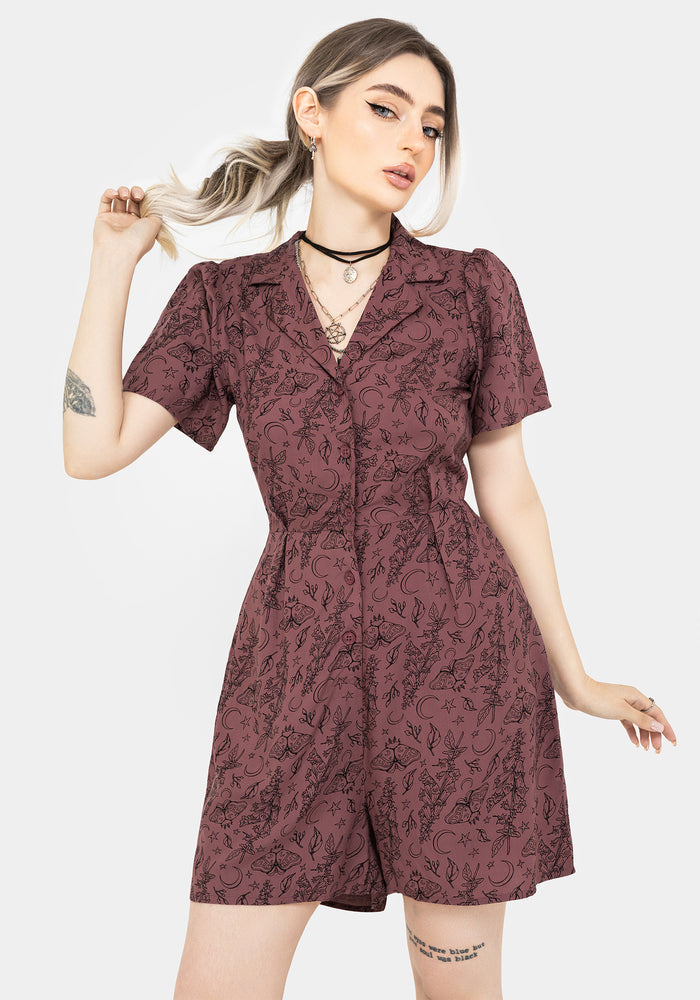 Roxana Moth Foxglove Button Down Playsuit