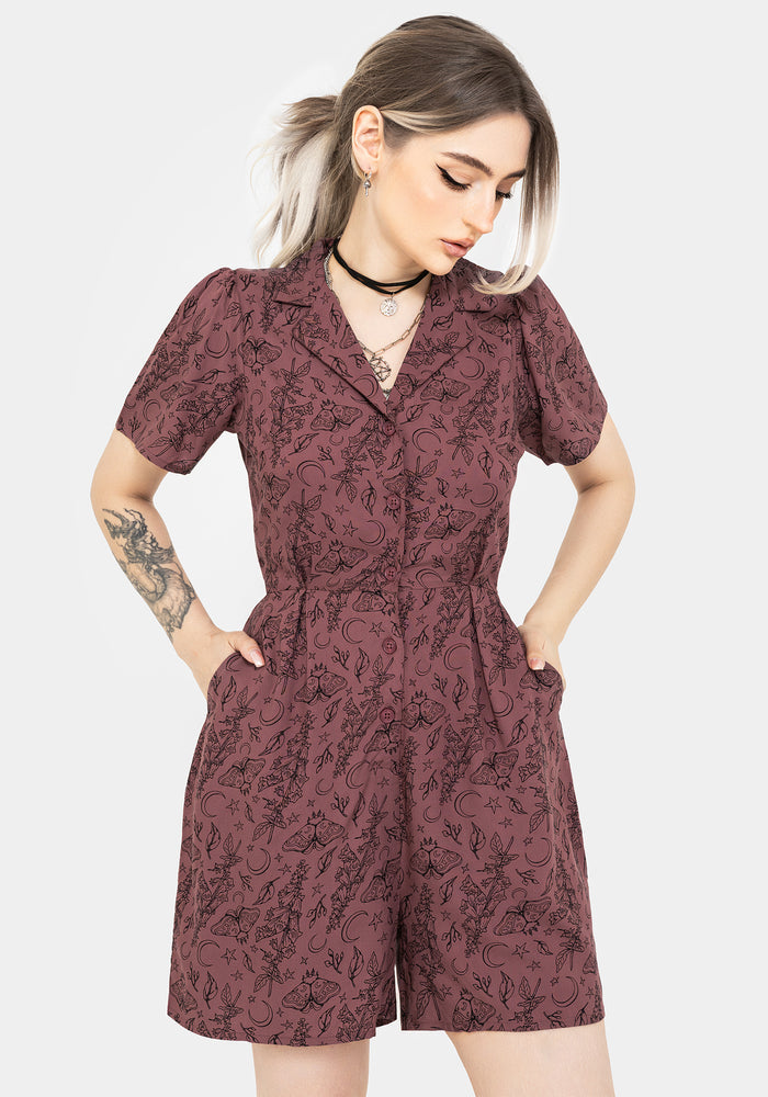 Roxana Moth Foxglove Button Down Playsuit
