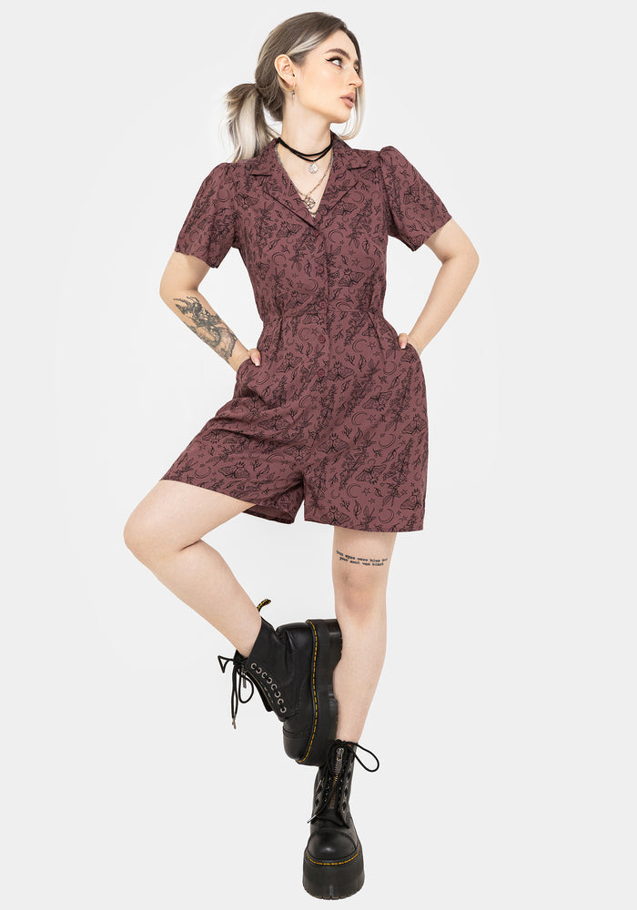 Roxana Moth Foxglove Button Down Playsuit