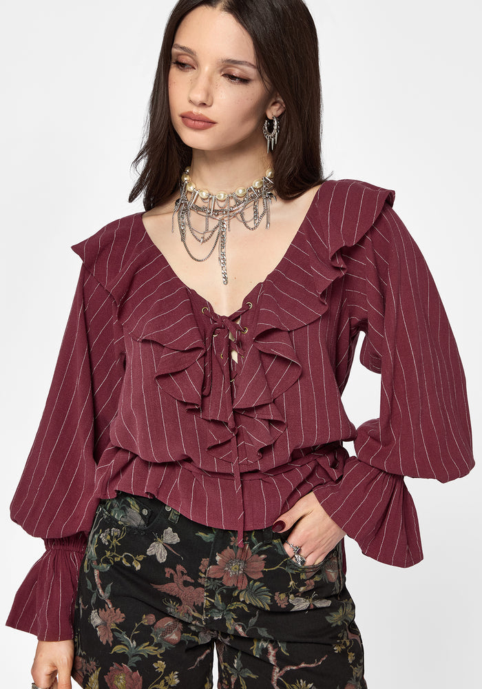 Rue Stripe Voile Pirate Blouse