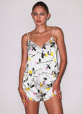 Ruffle Short-yellow tossed roses-Fleur du Mal