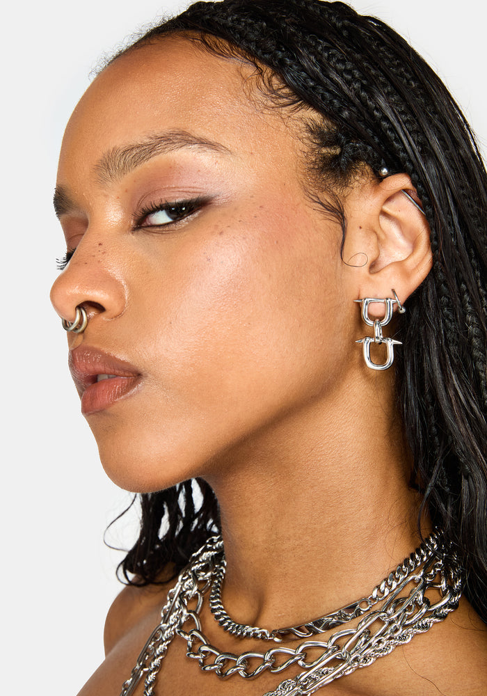 Ruzar Stainless Steel Drop Stud Earrings