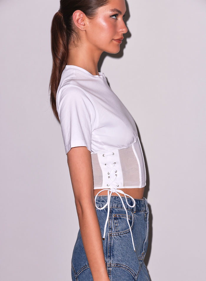 Sabrina Corset T-Shirt-ivory