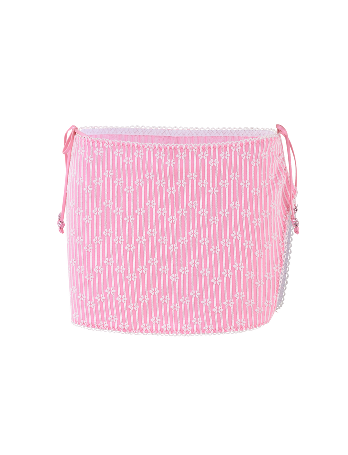 The SAHRA BIKINI 2PC BOTTOM - PINK FLOWER STRIPE by TIGERMIST features a charming pink floral stripe design with delicate details for a stylish, feminine touch.