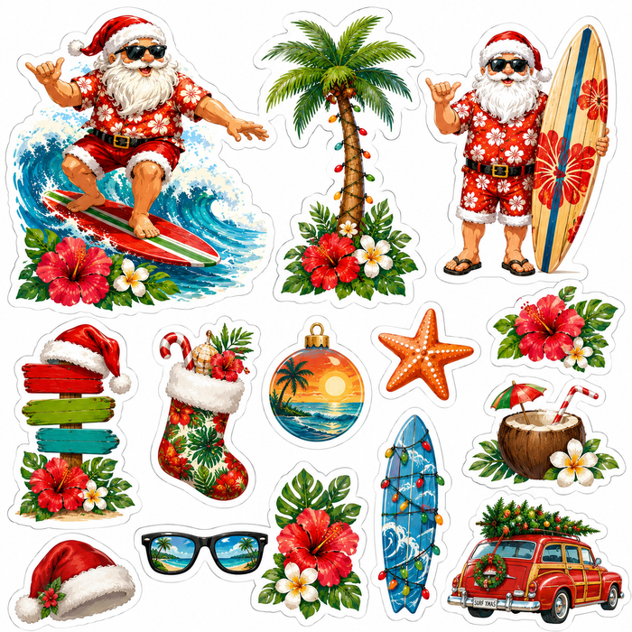 Santa on a Surfboard Scrapbook Kit