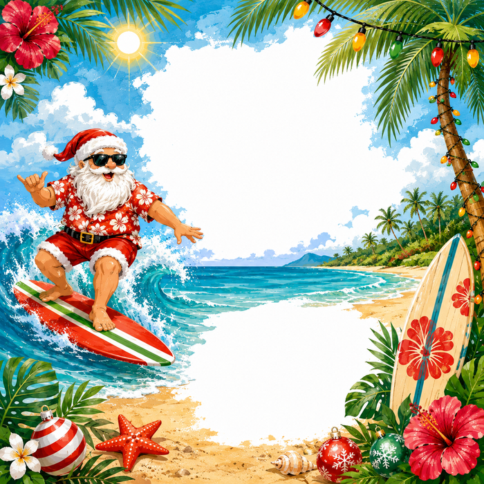 Santa on a Surfboard Scrapbook Kit