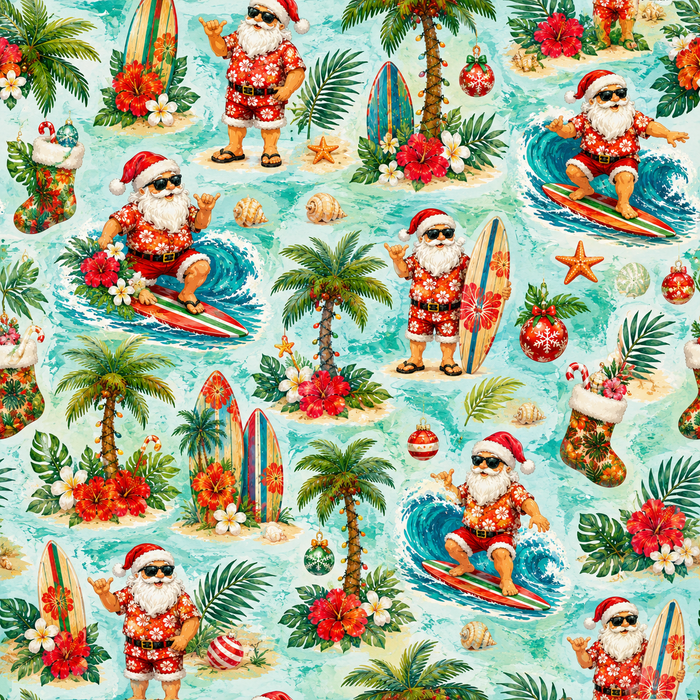 Santa on a Surfboard Scrapbook Kit