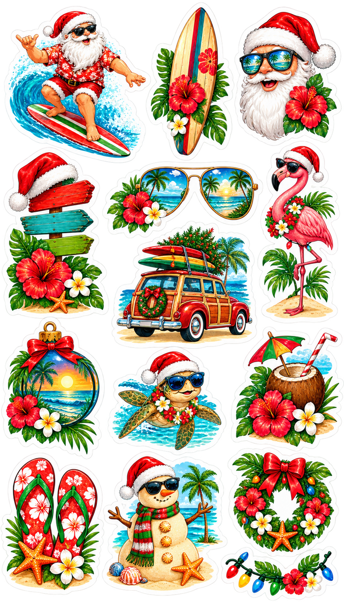 Santa on a Surfboard Scrapbook Kit