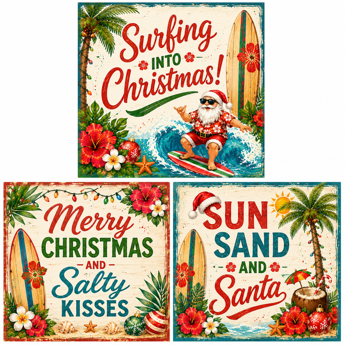 Santa on a Surfboard Scrapbook Kit