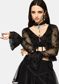 Saski Thorn Flock Mesh Tie Front Top