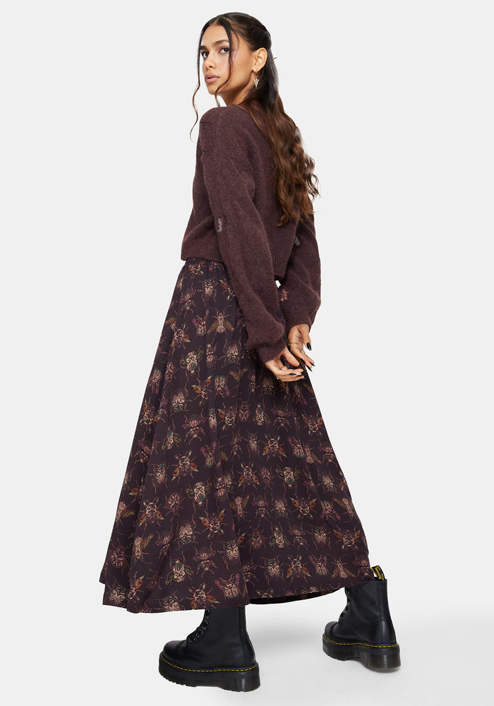 Scorn Bug Printed Midi Skirt