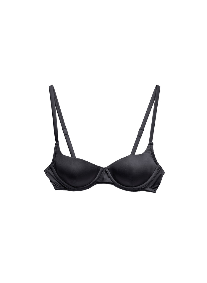 Seamless Luxe Balconette Bra-black-flat
