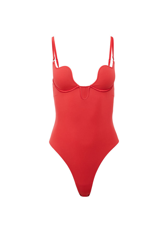 Seduce U-Plunge Bodysuit-rouge-flat