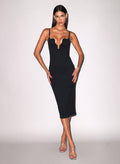 Seduce U-Plunge Midi Dress-black-Fleur du Mal-flat