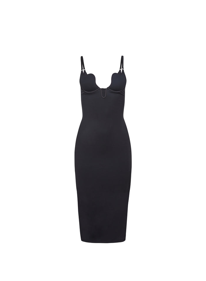 Seduce U-Plunge Midi Dress-black