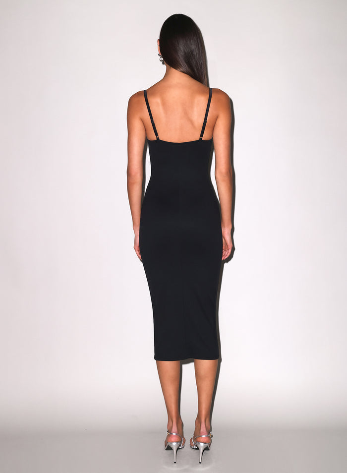 Seduce U-Plunge Midi Dress-black