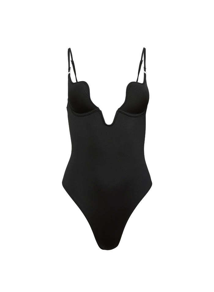 Seduce U-Plunge One Piece-black-flat
