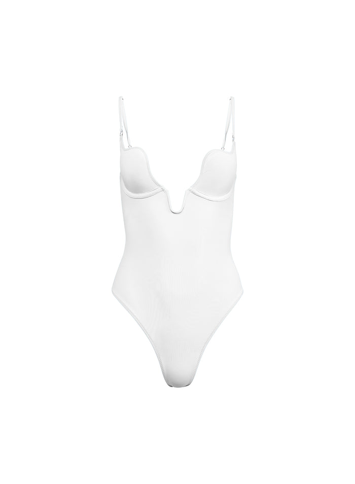 Seduce U-Plunge One Piece-white-flat