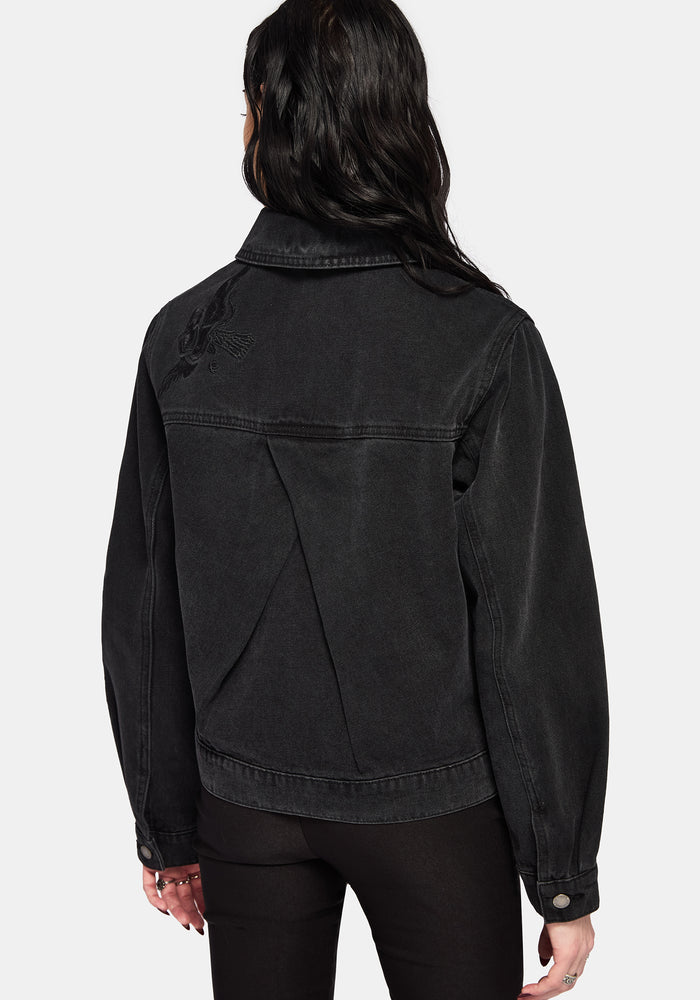 Selin Embroidered Boxy Denim Jacket