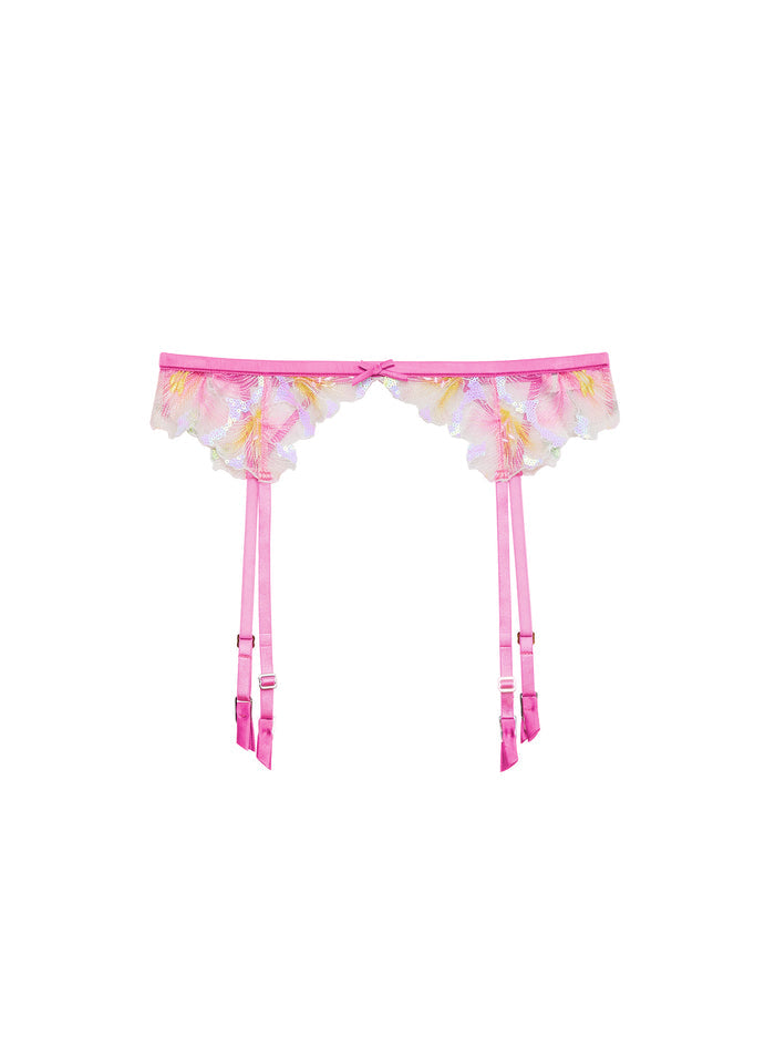 Sequin Hibiscus Garter Belt-pink desire-flat