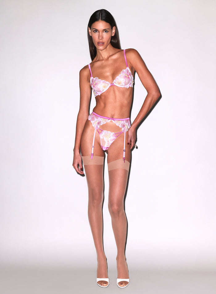 Sequin Hibiscus Garter Belt-pink desire