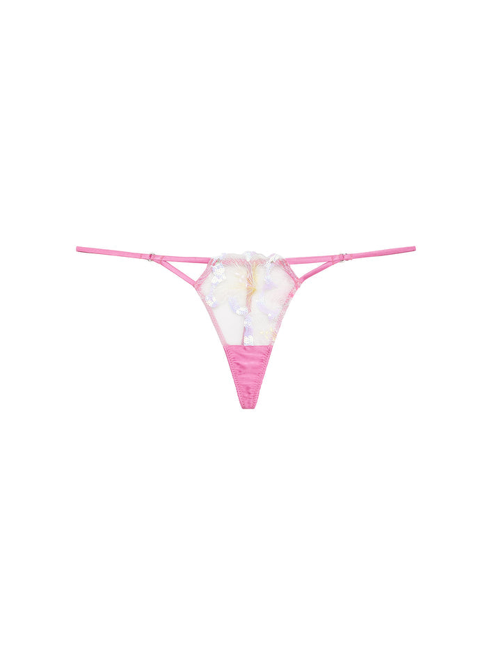 Sequin Hibiscus V-String-pink desire-flat