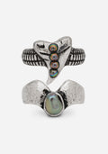 Shark Tooth Black Pearl Layered Ring Set