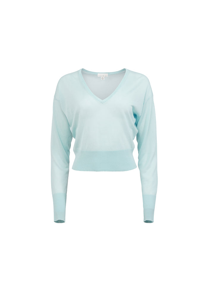 Sheer Knit V-Neck Sweater-frosted mint