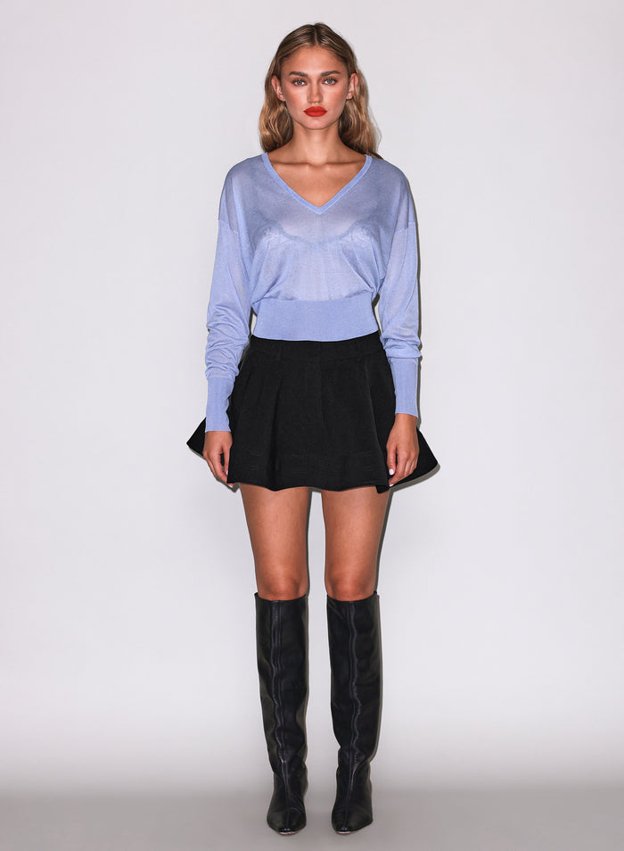 Sheer Knit V-Neck Sweater