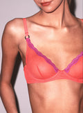 Sheer Tulle Demi Bra-neon coral-Fleur du Mal
