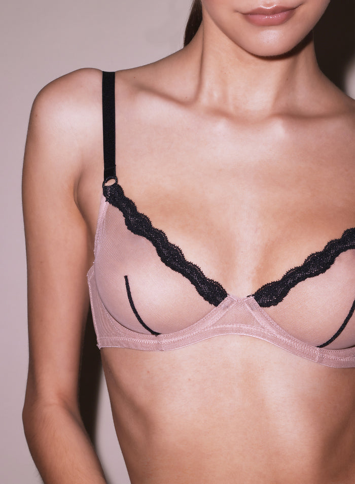 Sheer Tulle Demi Bra-petal